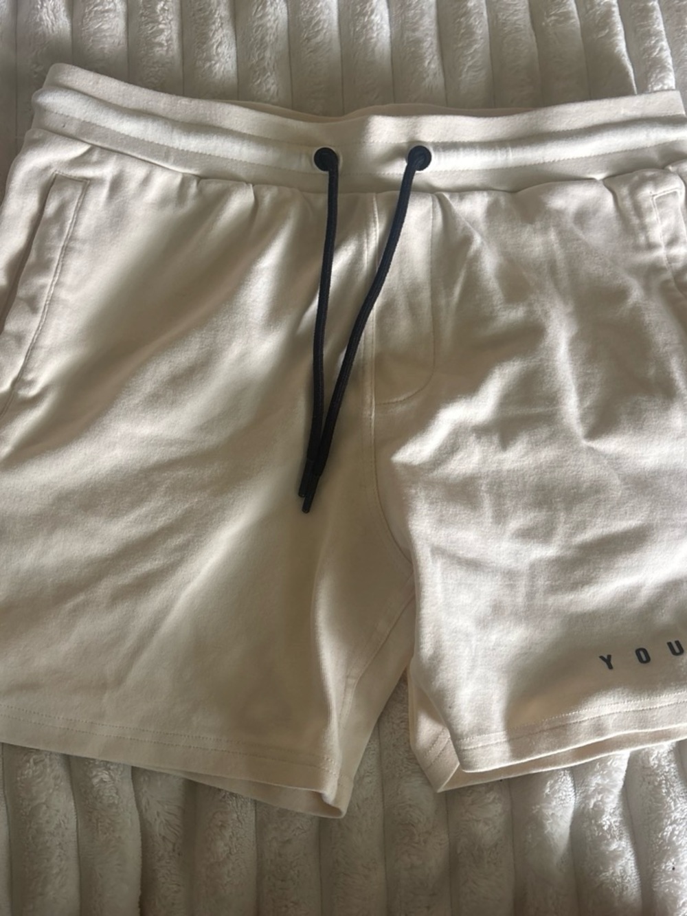 Men's Cream Drawstring Shorts - Youngla